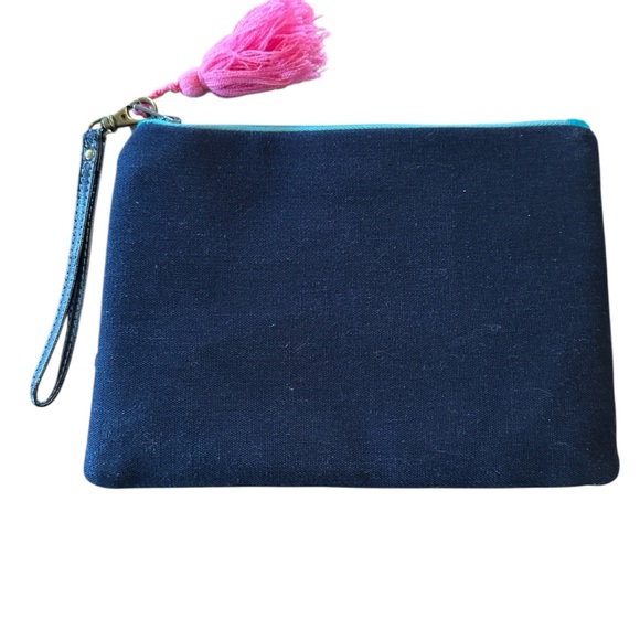 Floral Embroidered padded Clutch with Tassel EUC - Picture 2 of 4